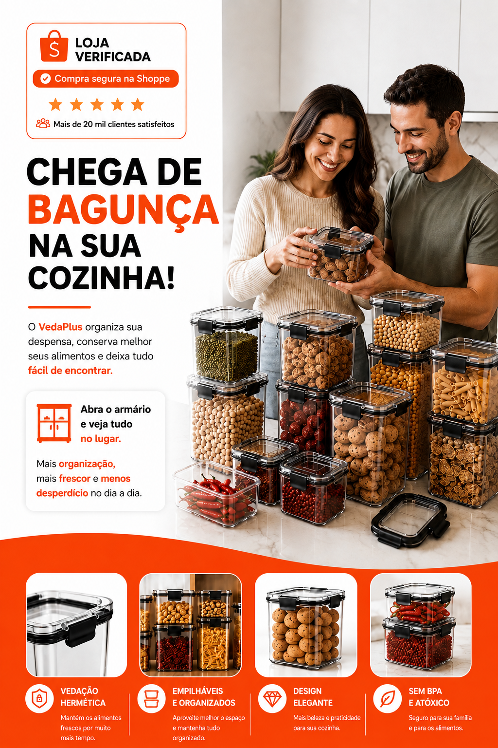 Descri&ccedil;&atilde;o do kit de potes Casa Montelle